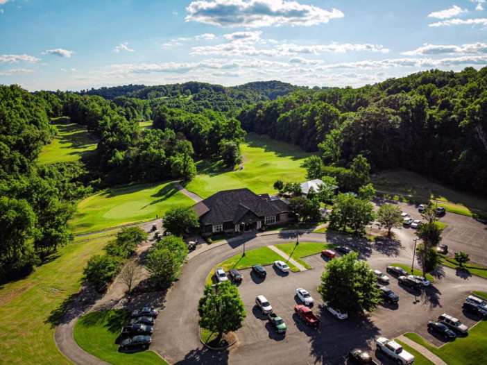 Drone view of golf course green